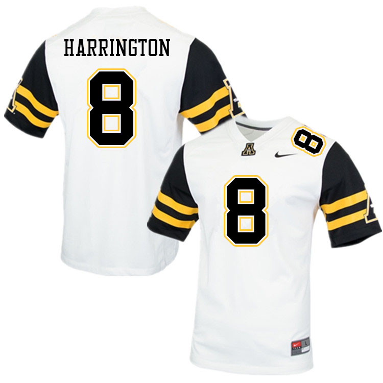 Men #8 Brendan Harrington Appalachian State Mountaineers College Football Jerseys Sale-White